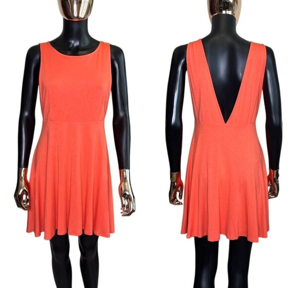 Lulus Sleeveless Coral Skater Dress With Deep V-Back Design Size XL - Picture 1 of 10